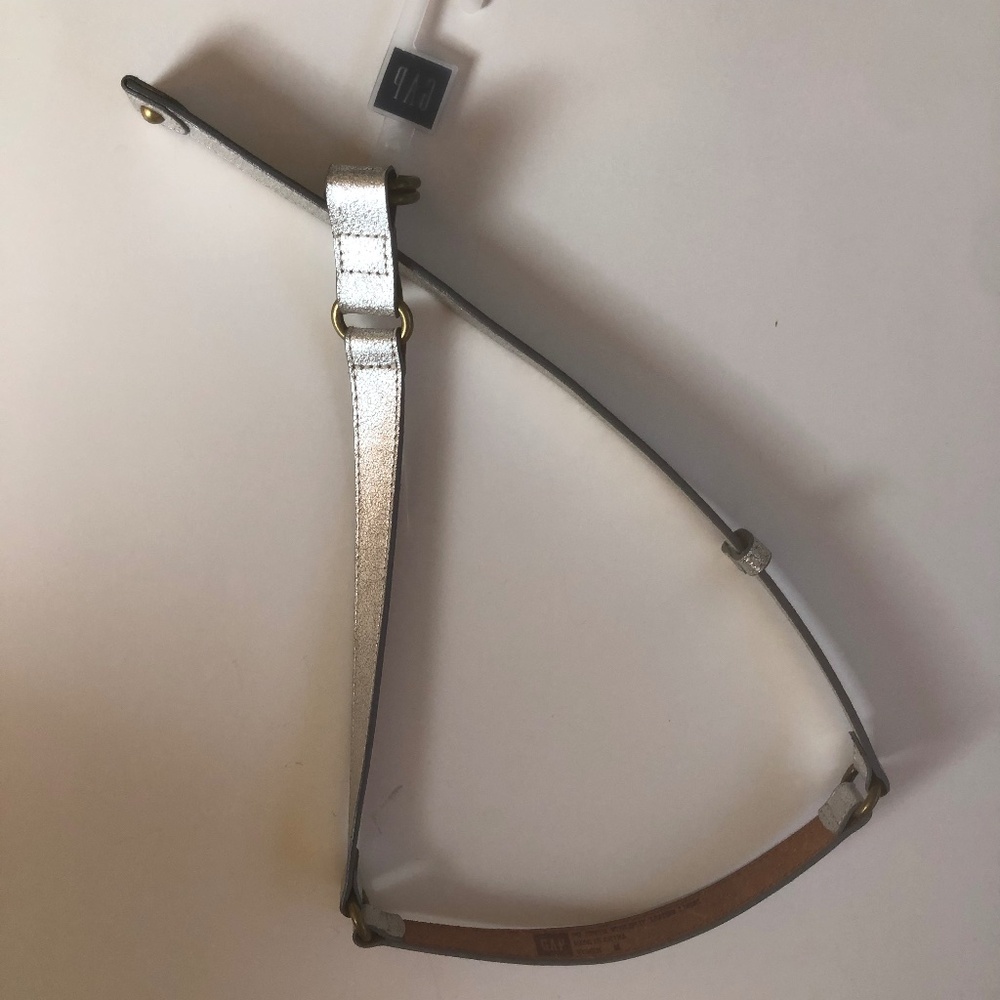 NWT Silver Leather Belt by Gap, MED